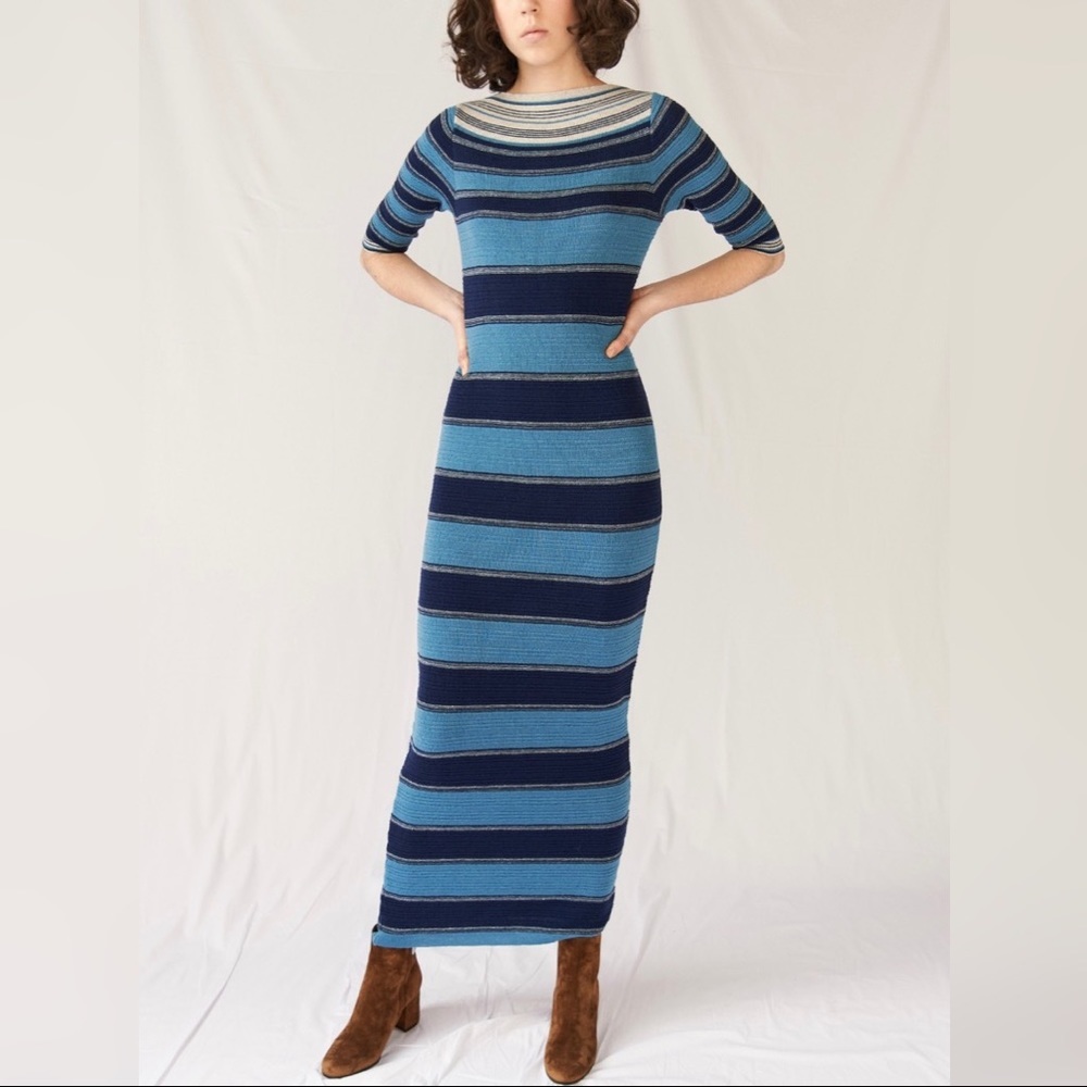 M.i.H. Gatineau Striped Merino Wool Blend Maxi Knit Dress